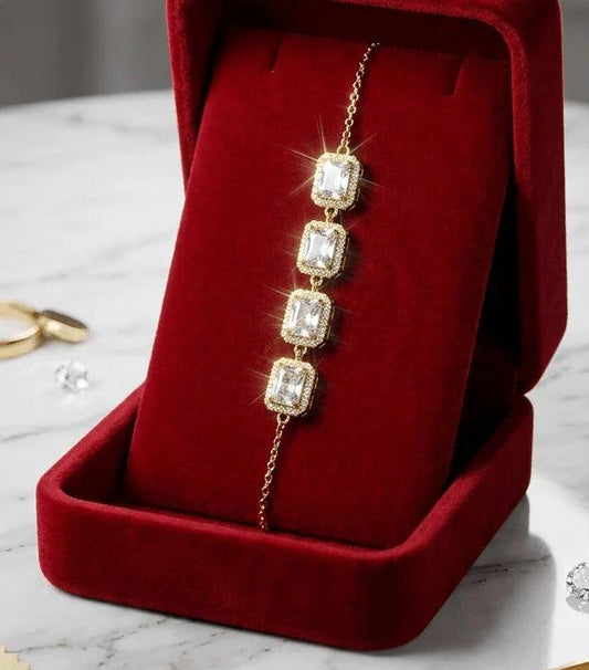 Square Crystal Link Adjustable Bracelet