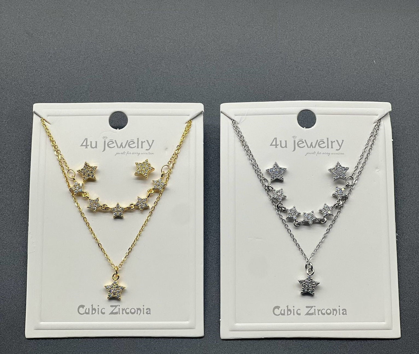 Celestial Star Layered Jewelry Set Silver Gold