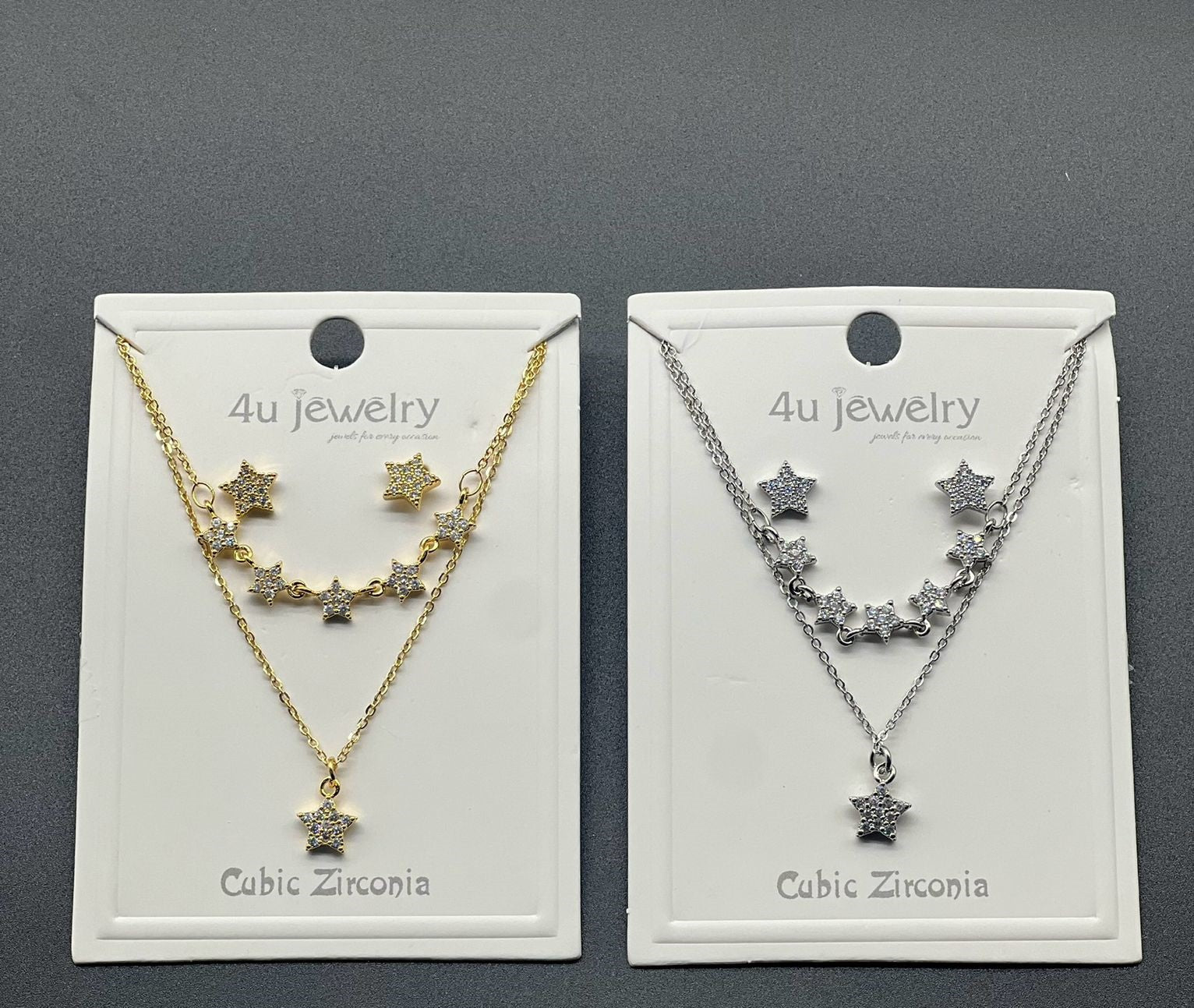Celestial Star Layered Jewelry Set Silver Gold