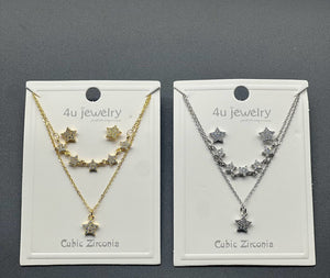 Celestial Star Layered Jewelry Set Silver Gold