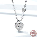 Heart Lock Necklace Women's Fashion White Gold Plated