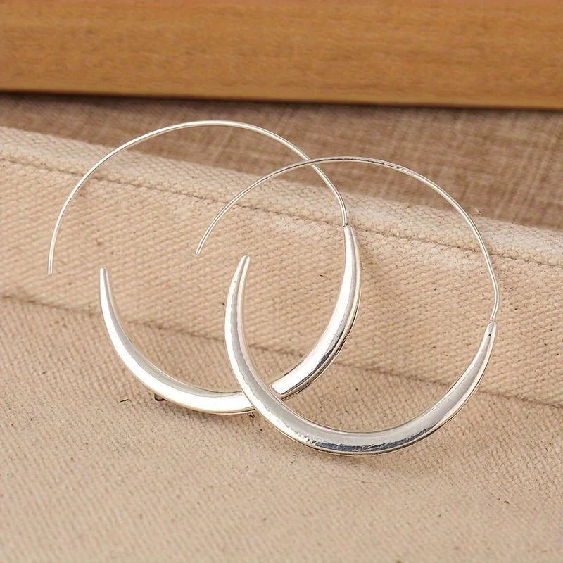 Womens French-needle Large Circular Hoop Earrings