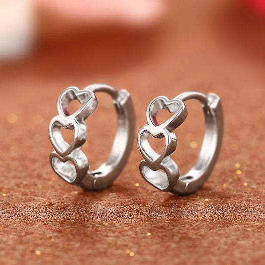 Womens Niche-design Instagram-style Minimalist And Cool-toned Trendy Heart-shaped Hoop Earrings